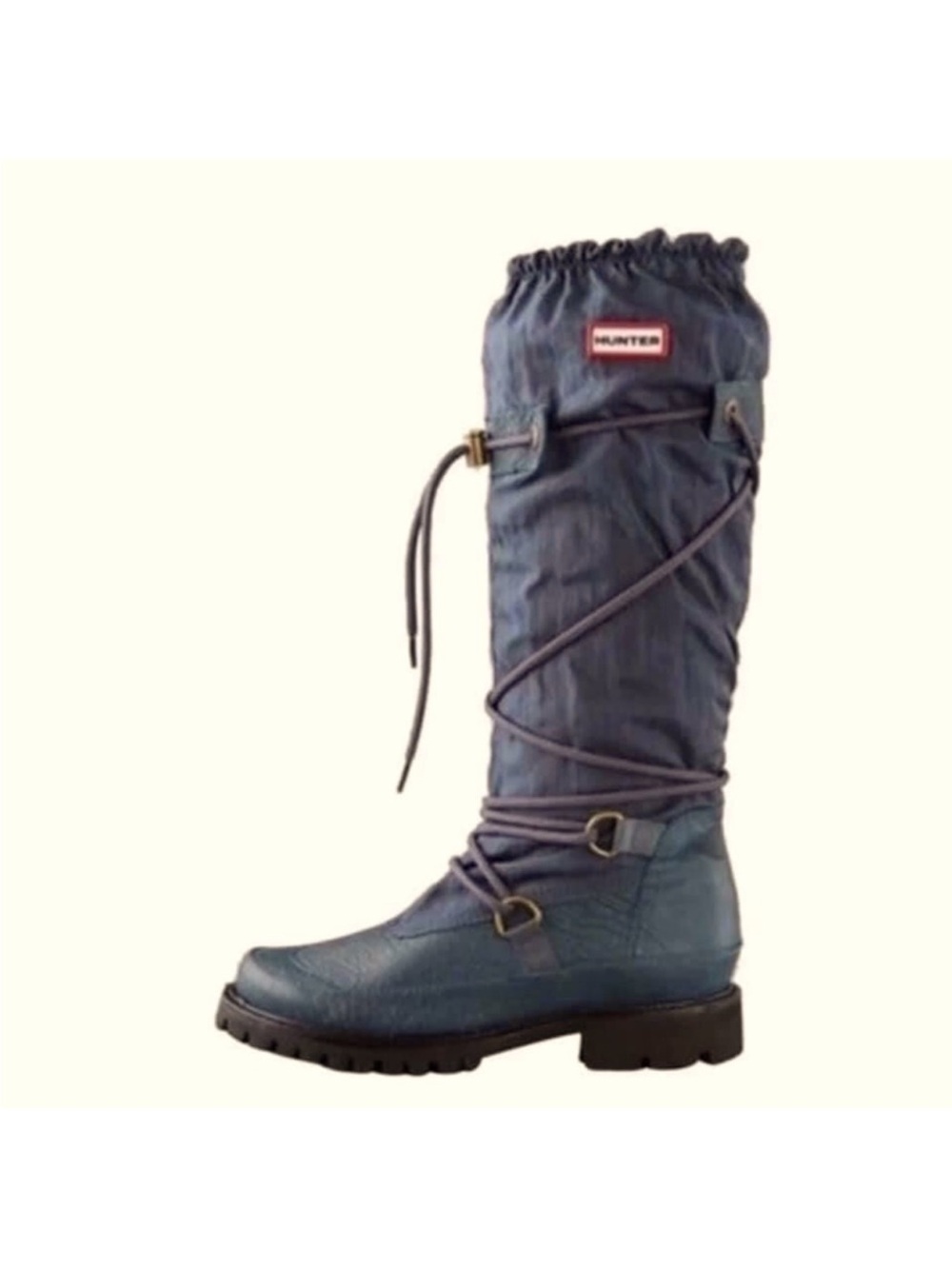Hunter women’s Summit Amazonas Tall Lace-Up Rain Navy Blue boots